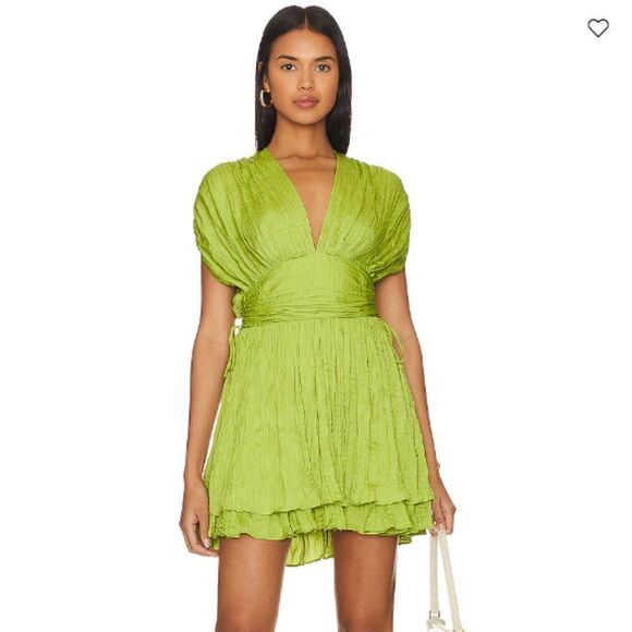Free People Dresses & Skirts - FREE PEOPLE Bonny Mini Dress in Citron Silk XS